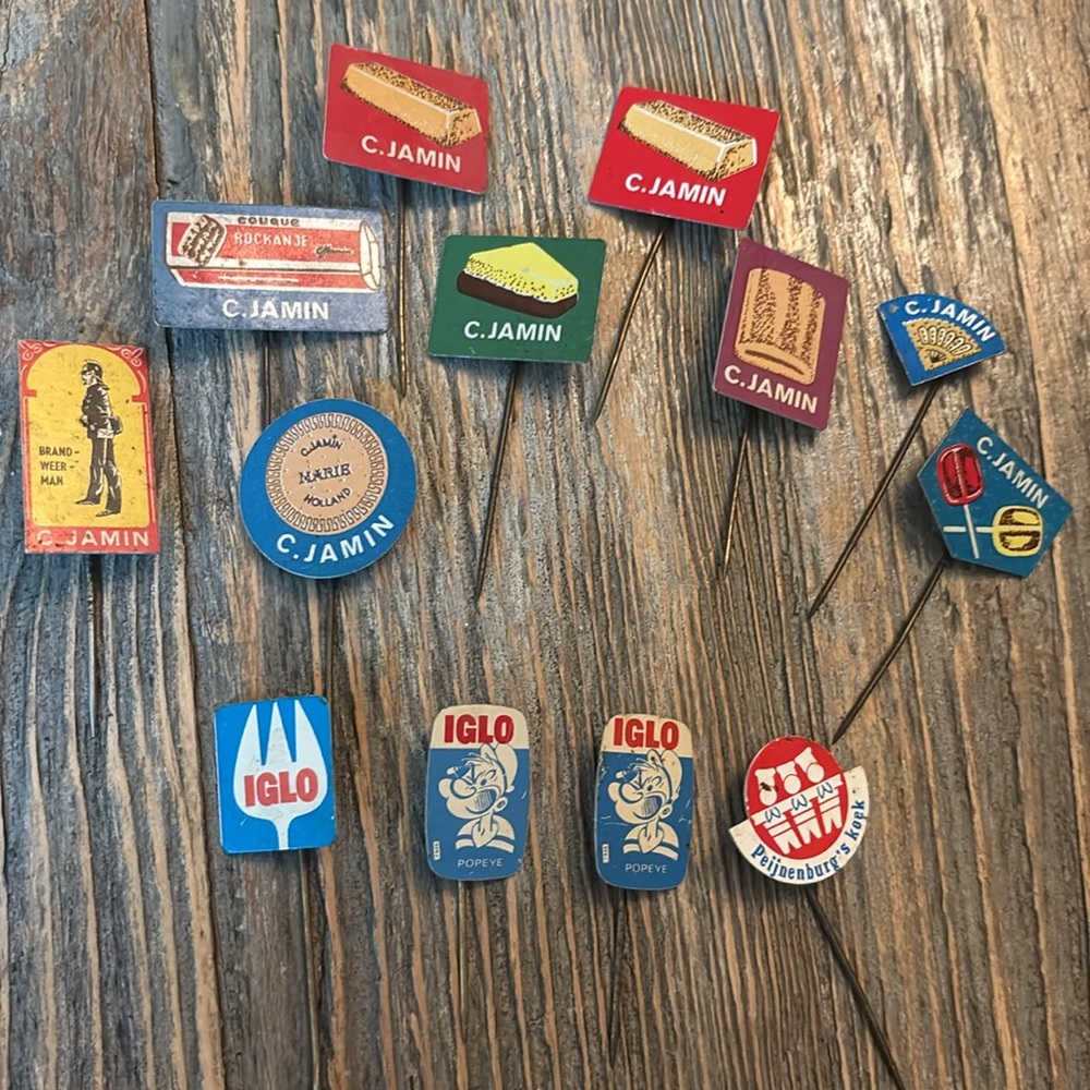 DUTCH Vintage Antique Collection of Stick Pins / Lapel Pins / Hat Pins Food